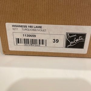 Christian Louboutin, Highness 160 Lame, Turquoise/Violet, Size 38/8 US